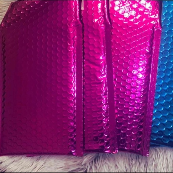 10 XL 10x16 Metallic Poly Bubble Mailers Pink Foil Padded Shipping Envelopes - Picture 2 of 4